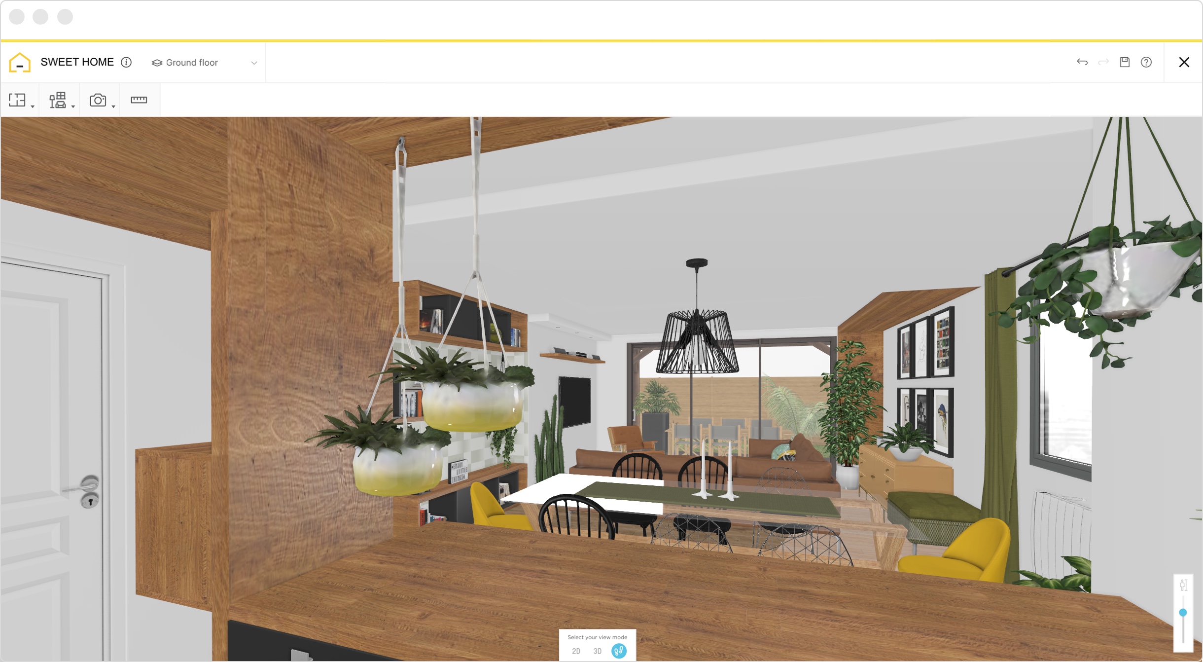 Realistic images of a 3D floor plan on the planner HomeByMe