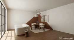 Decorating idea for a dining area: a bold diagonal design