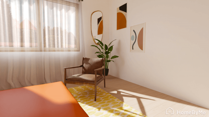 Interior decor in mid-century modern style