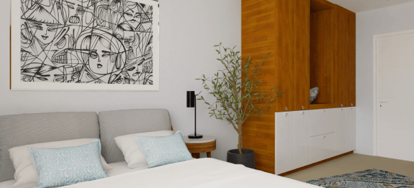 Traditional mid-century modern bedroom