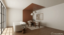 Decorating idea for a dining area: adding a pop of color to the ceiling 2