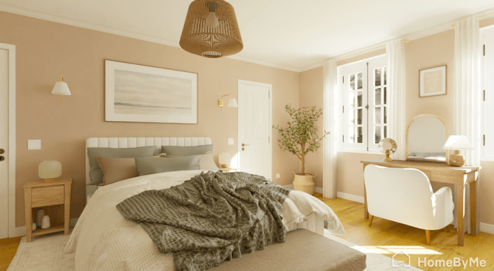 Bed and desk combo layout