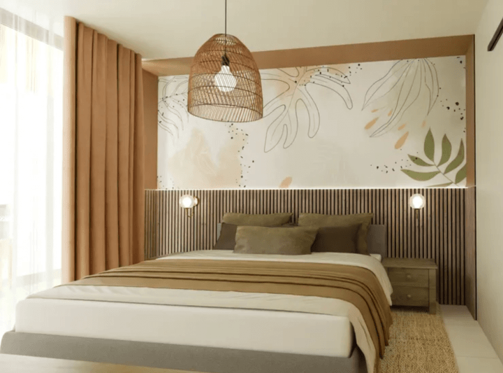 Modern bedroom wallpaper ideas for a calm and simple space.