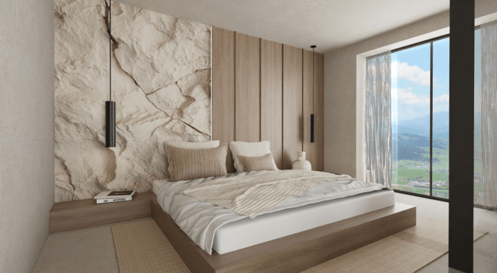 Centered plateform design bedroom