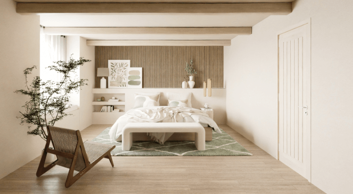Classic centered layout bedroom