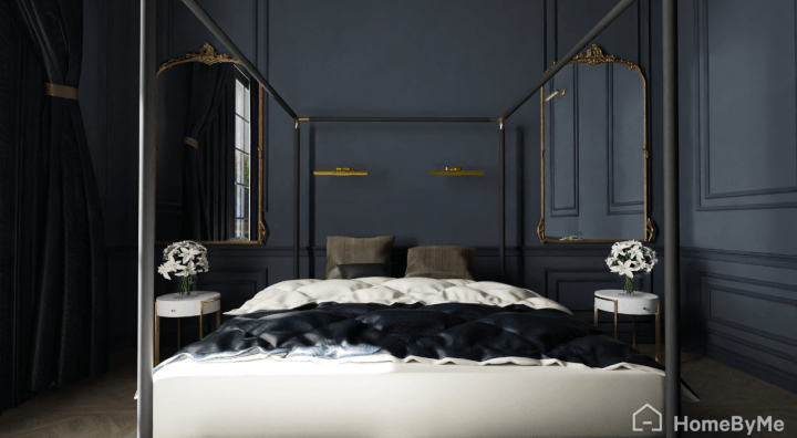 Dark and cosy bedroom style
