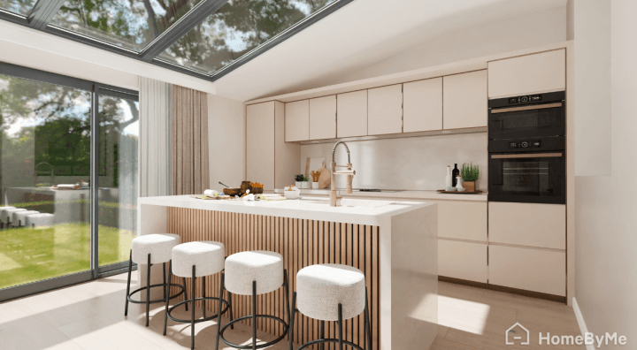 3D plan of a kitchen remodel