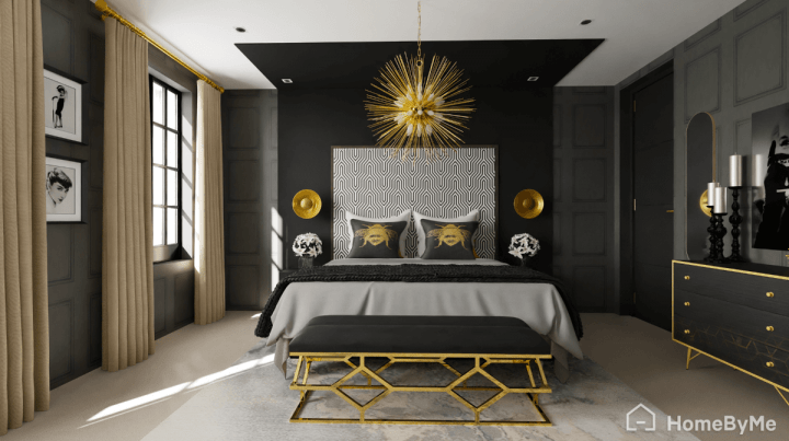 Hollywood regency style bedroom decor