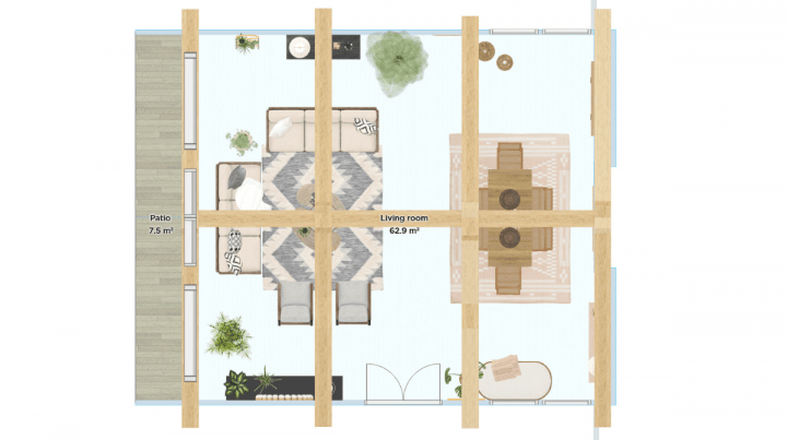2D floor plan of a living room