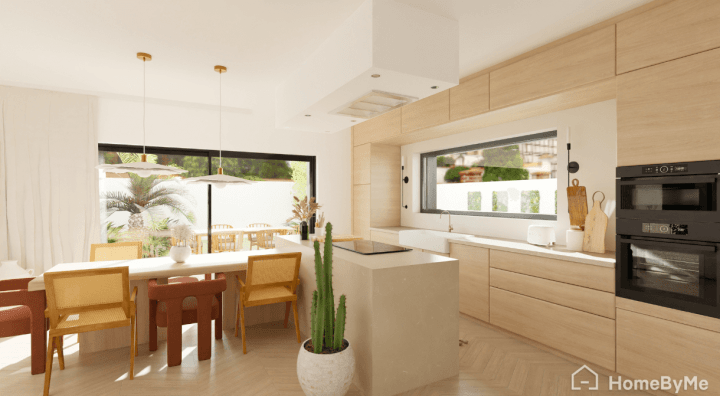 3D open kitchen floor plan