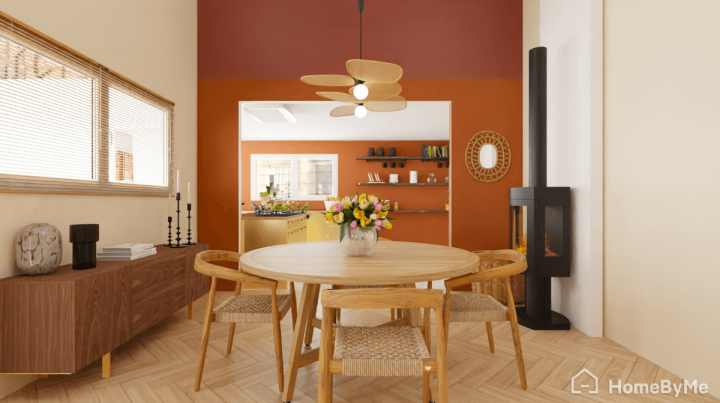 Feature wall in terracotta tones created with Homebyme planner