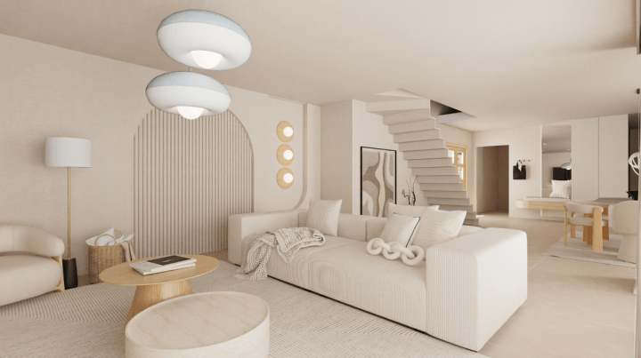 Modern with living room arrangement