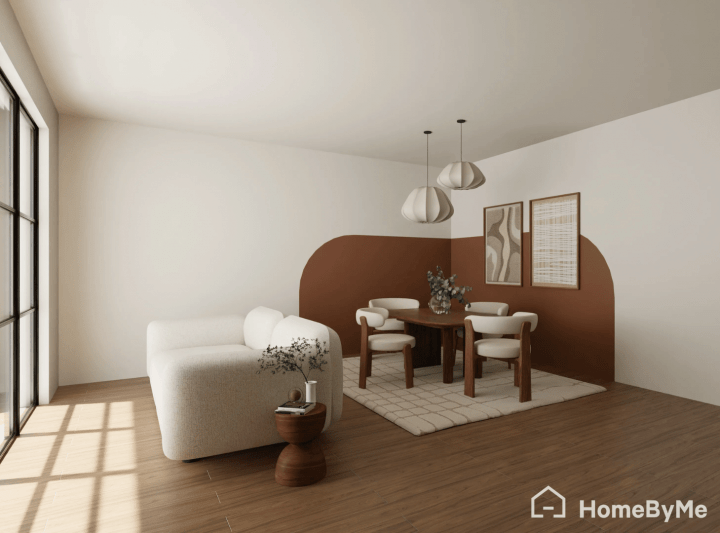 Decorating idea for a dining area: half-height wainscoting