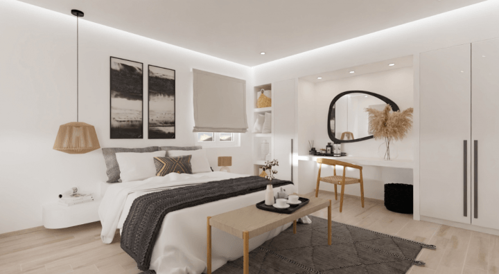 Modern grey and black bedroom