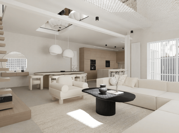 Classy white and bright makeover of a spacious living room
