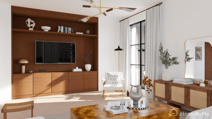 Realistic image of a scandinavian living room generated with Homebyme planner