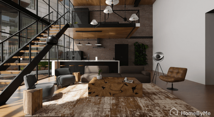 Big open layout industrial loft