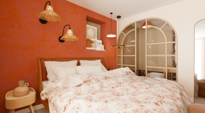 3D floor plan of bedroom