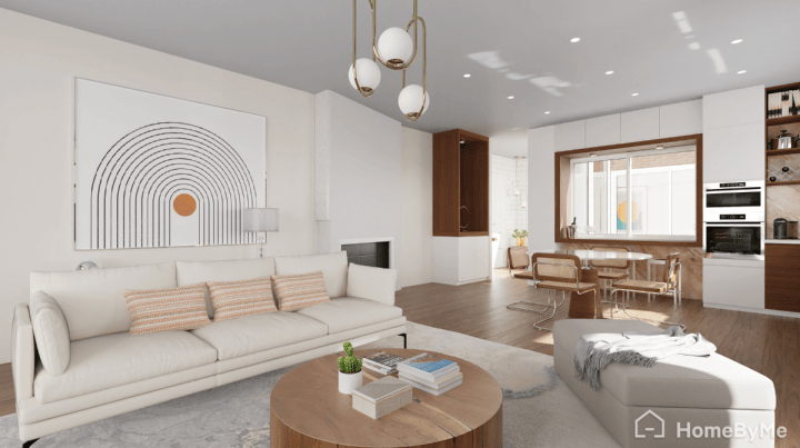 Mid-century modern style bedroom appartment