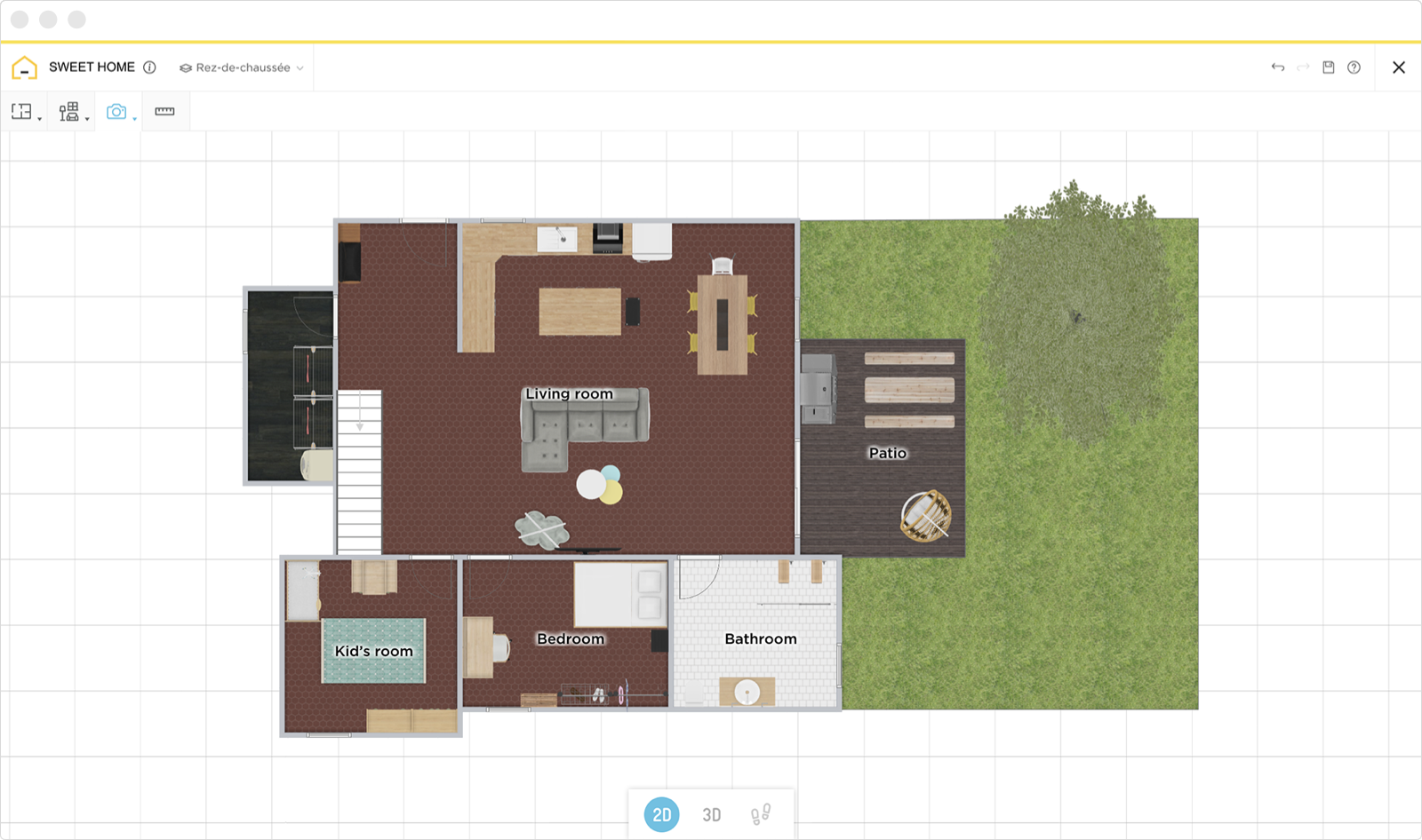 2D site plan created with HomeByMe site plan software