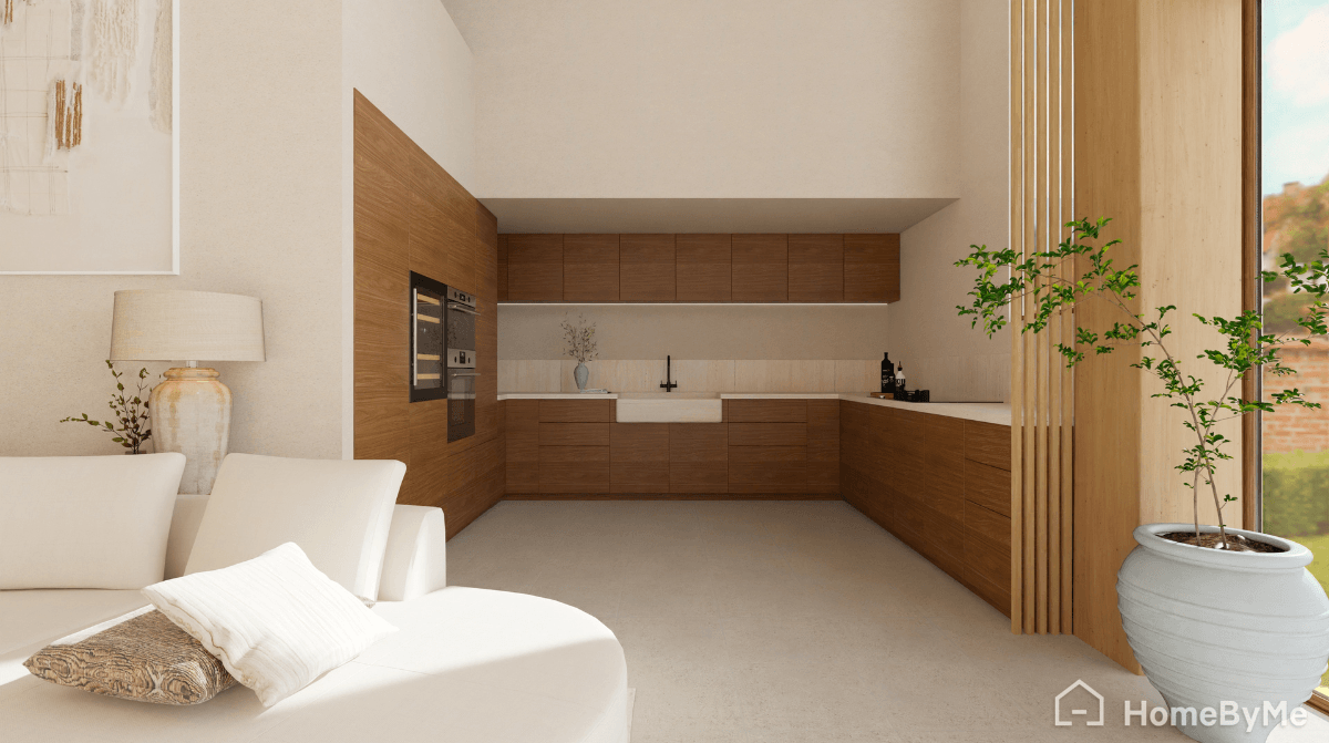 Scandinavian kitchen design example for a small corner a the room