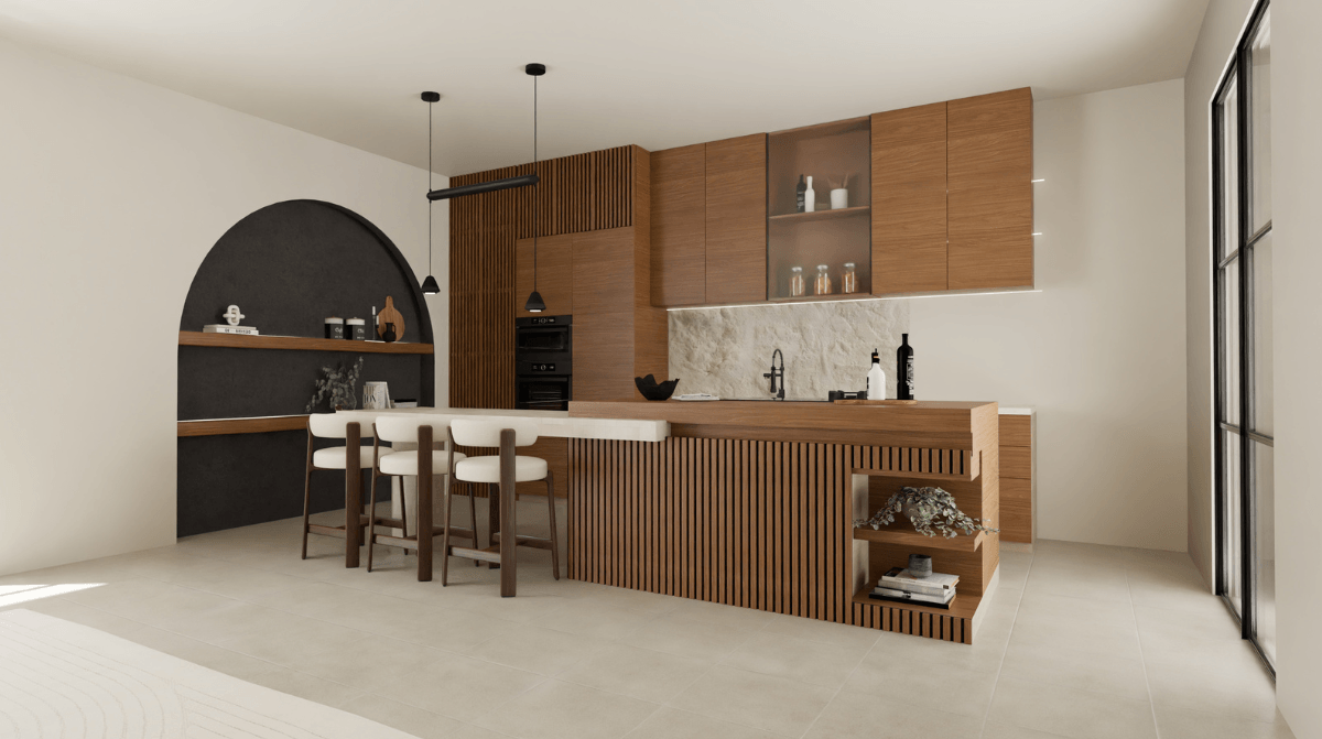 Inspiring nordic design for a big kitchen space with and island counter