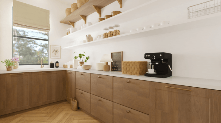 Nordic design for a small kitchen pantry