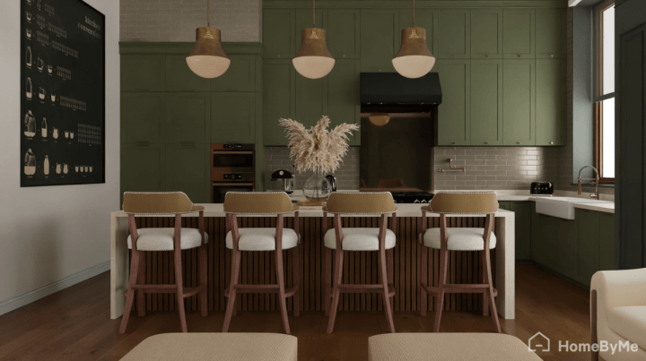 Single wall kitchen layout created with the 3D homebyme software