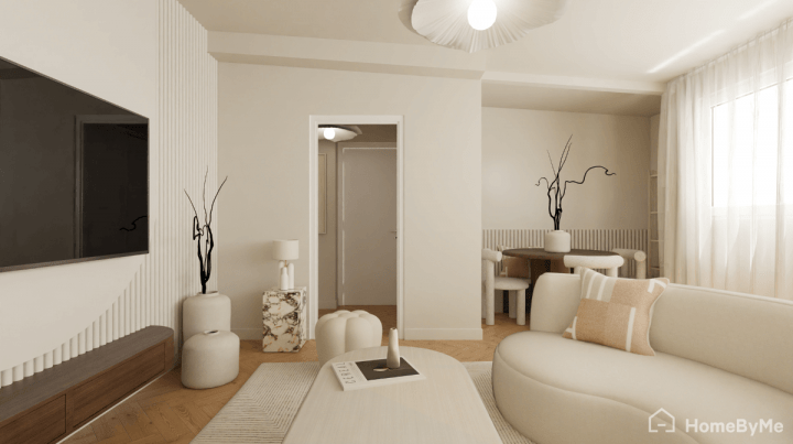4K image of a trendy living room