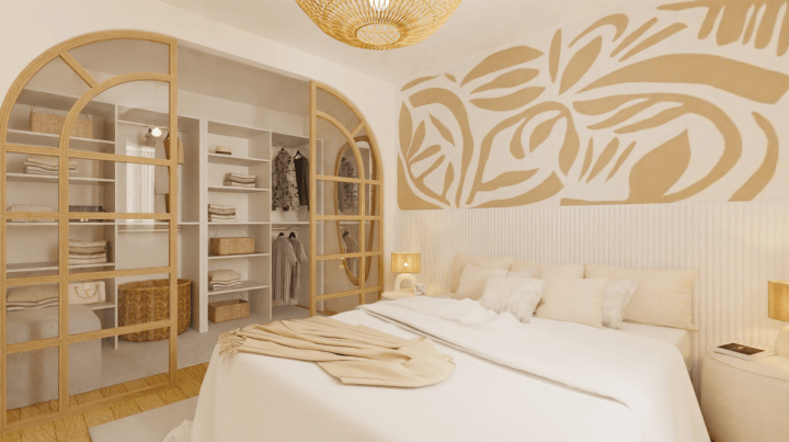 Use bold wallpaper to create a feature wall