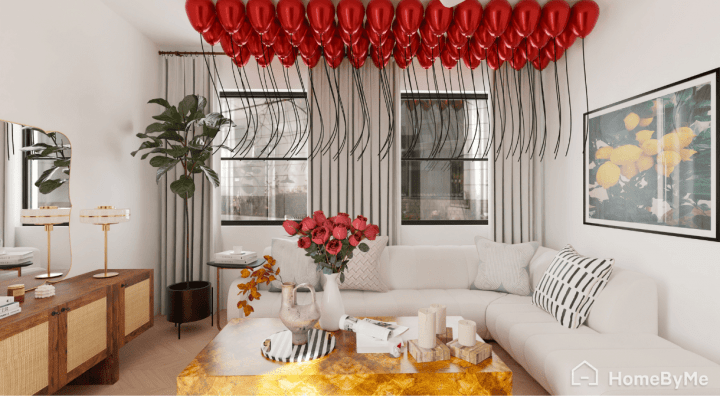valentin's day living-room 2 deor idea in 3D project realized with HomeByMe 3d planner