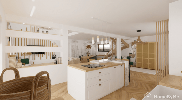 White and wooden style kitchen
